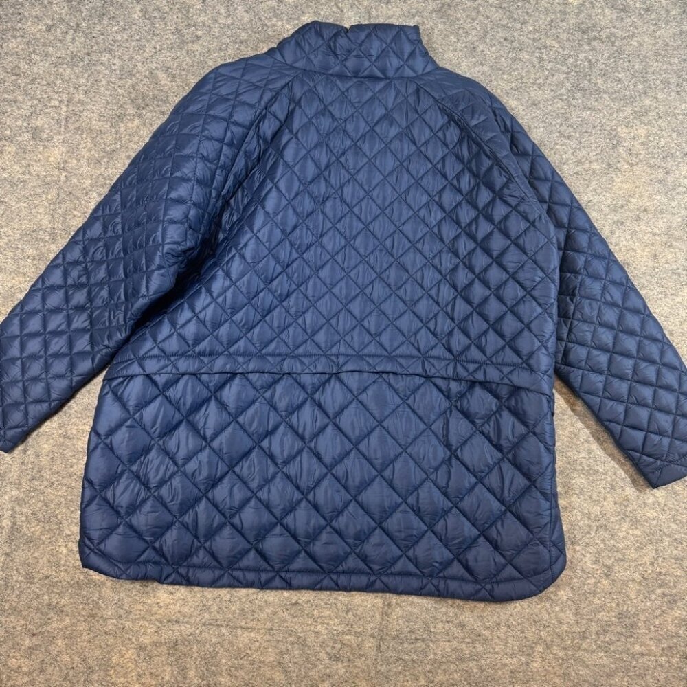 Athleta Navy Blue Quilted Whisper Featherless Jacket Full Zip Coat Performance - Picture 11 of 14